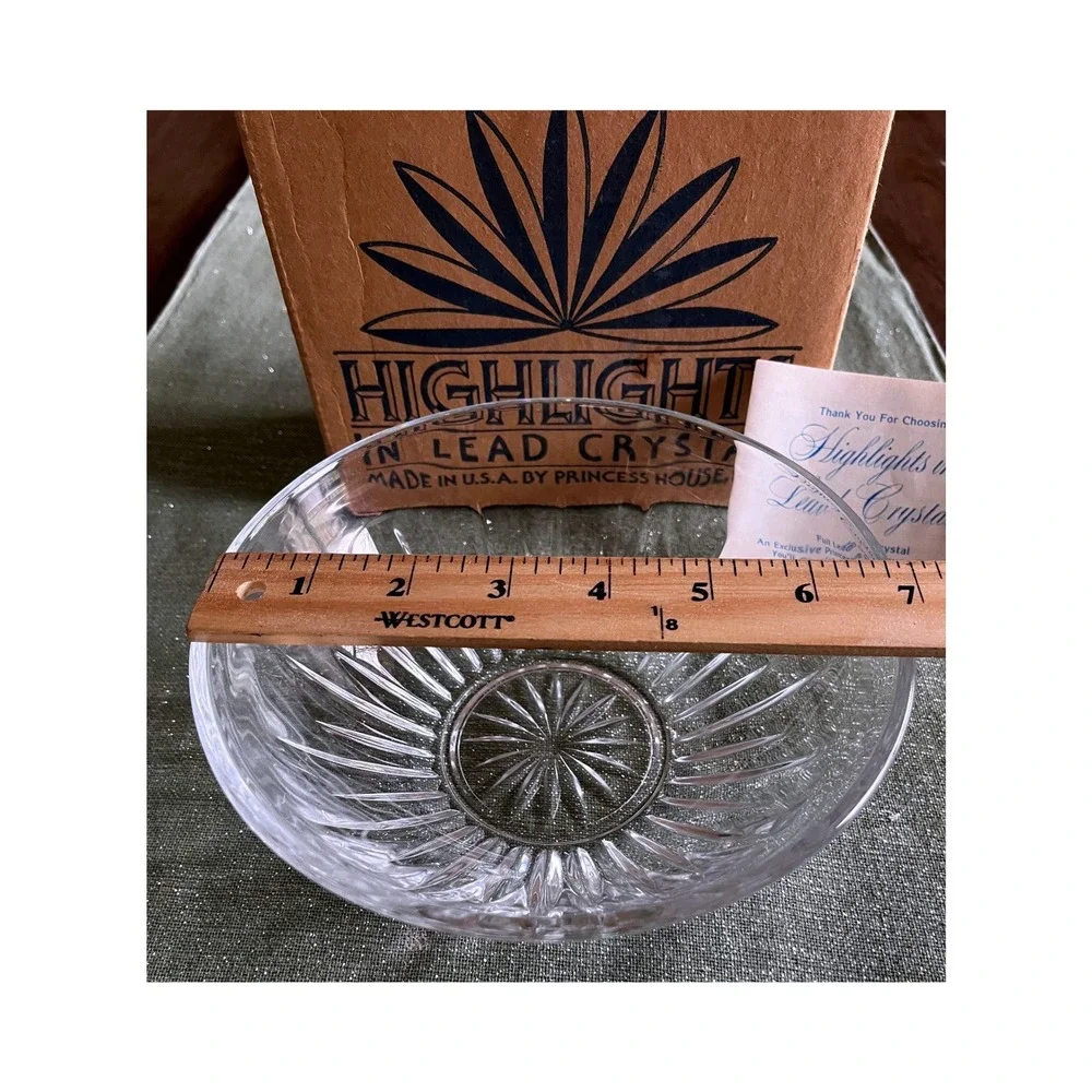 Princess House Highlights Lead Crystal Bowl 861 Sunburst Ribbed Made in USA 7